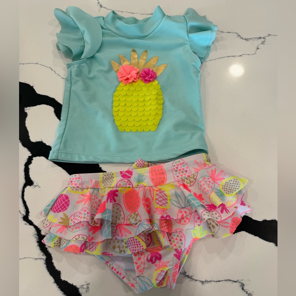 Pineapple Print Kids Swim Set - Blue and Multicolor